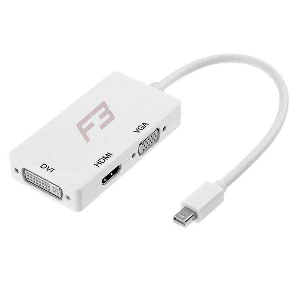 Adaptador Mini Displayport Para DVI HDMI VGA F3 Branco JC MDP3IN1