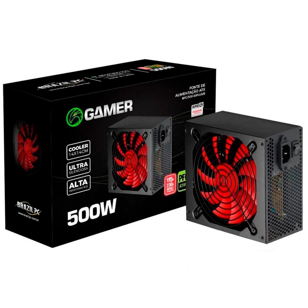 Fonte Brazil PC 500W 80 Plus Bronze BPC 500 38040 KaBuM