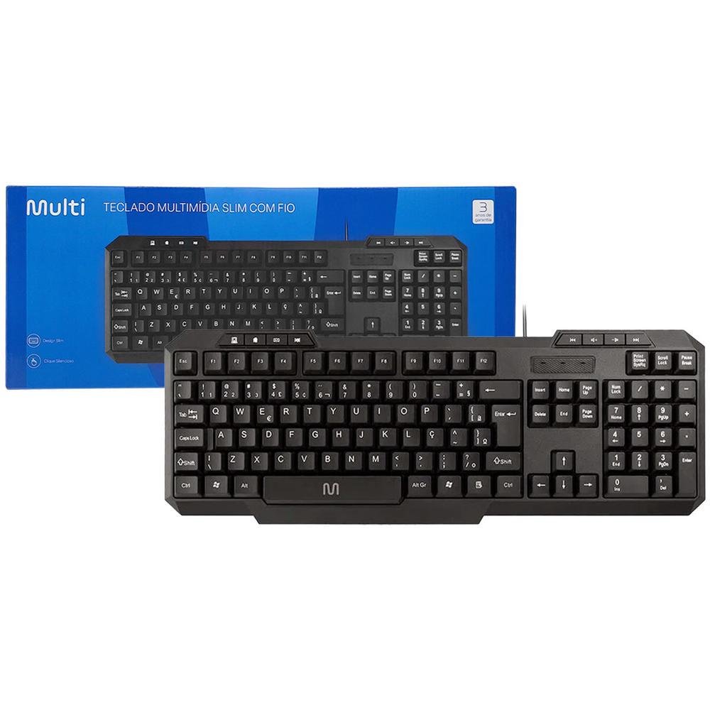 Teclado Multim Dia Multilaser Preto Usb