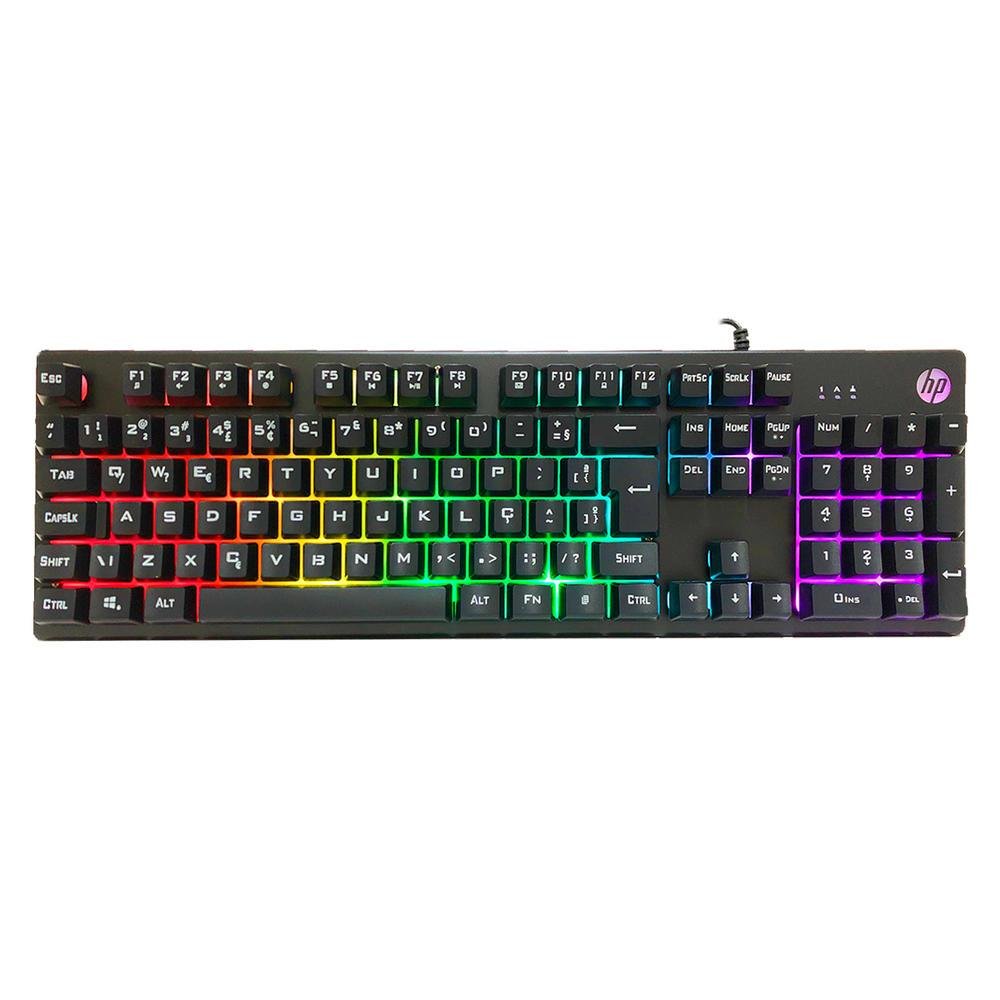 Teclado Gamer HP K500F LED RGB ABNT2 KaBuM