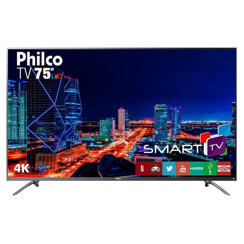 Smart TV LED 75 Philco PTV75e30DSWNT Ultra HD 4k 3 HDMI Titânio em