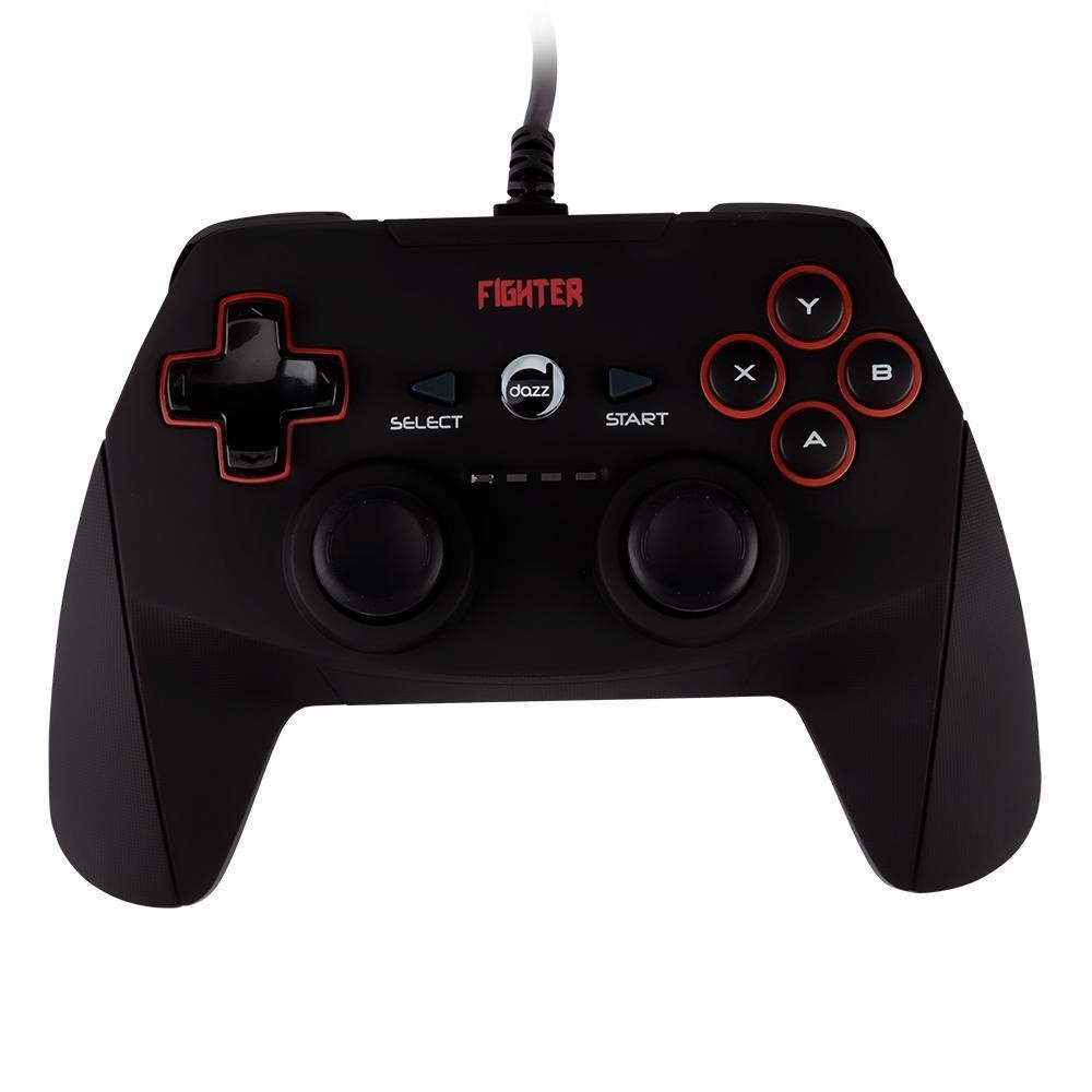 Controle Dazz Double Shock Fighter Ps Pc Usb Preto