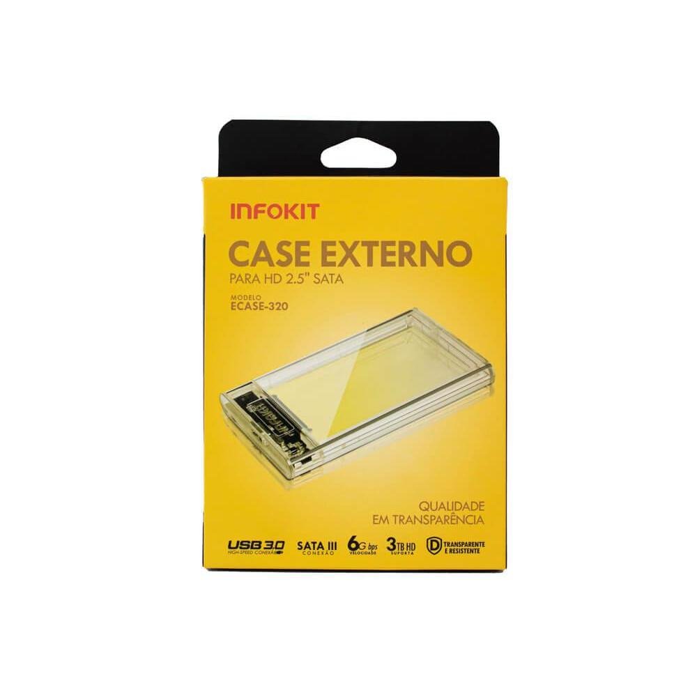 Case USB 3 0 HD 2 5 SATA Externo Infokit KaBuM