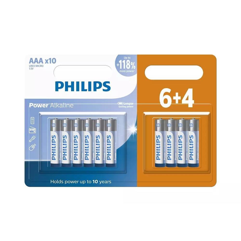 Pilha Alcalina Philips Aaa Lr03p10bp 59 Cartela KaBuM