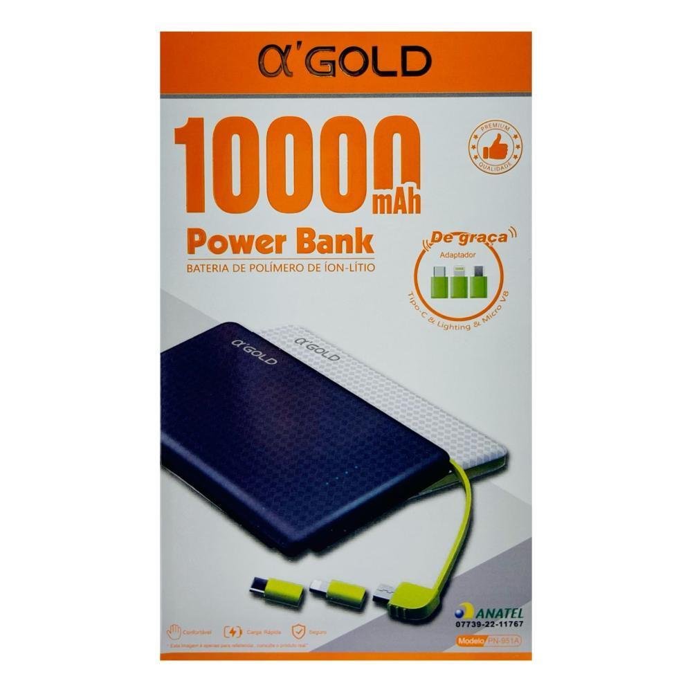 Carregador Portátil Alphagold 10000 Mah KaBuM