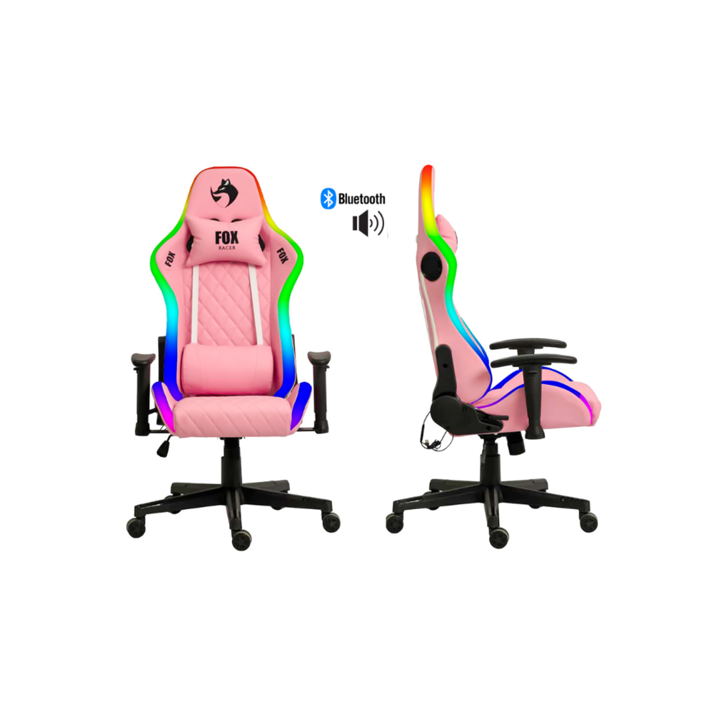 Cadeira Gamer Fox Racer Rgb Alto Falante Rosa