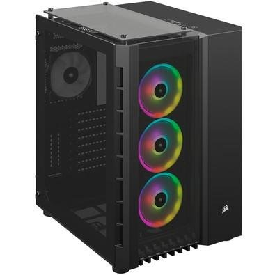 O CORSAIR Crystal Series 680X RGB é um gabinete ATX de vidro temperado de duas câmaras que mantém seu sistema funcionando com espaço para até oito ven
