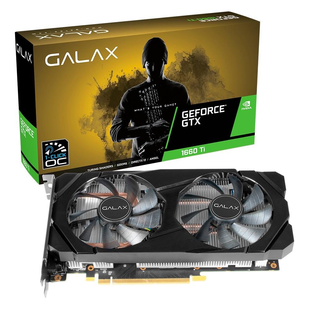 Placa de Vídeo GTX 1660 Ti Galax NVIDIA GeForce 1-Click OC 6GB, GDDR6 - 60IRL7DSY91C Placa de Vídeo GTX 1660 Ti Galax NVIDIA GeForce 1-Click OC 6GB, GDDR6 - 60IRL7DSY91C