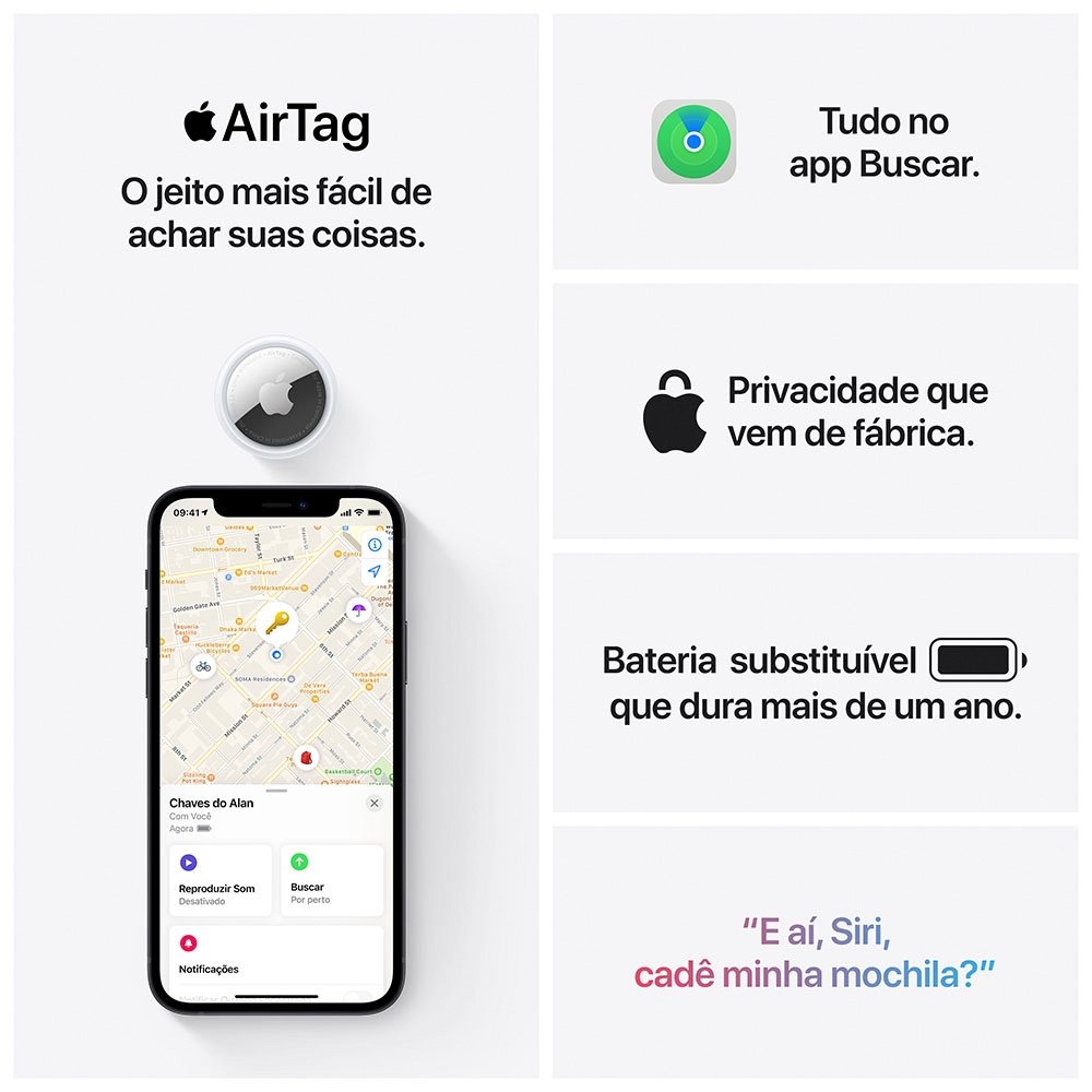 Localizador AirTag Apple 2ª Geração, Pacote com 4, Bluetooth - MFEA4BE/A - view 9