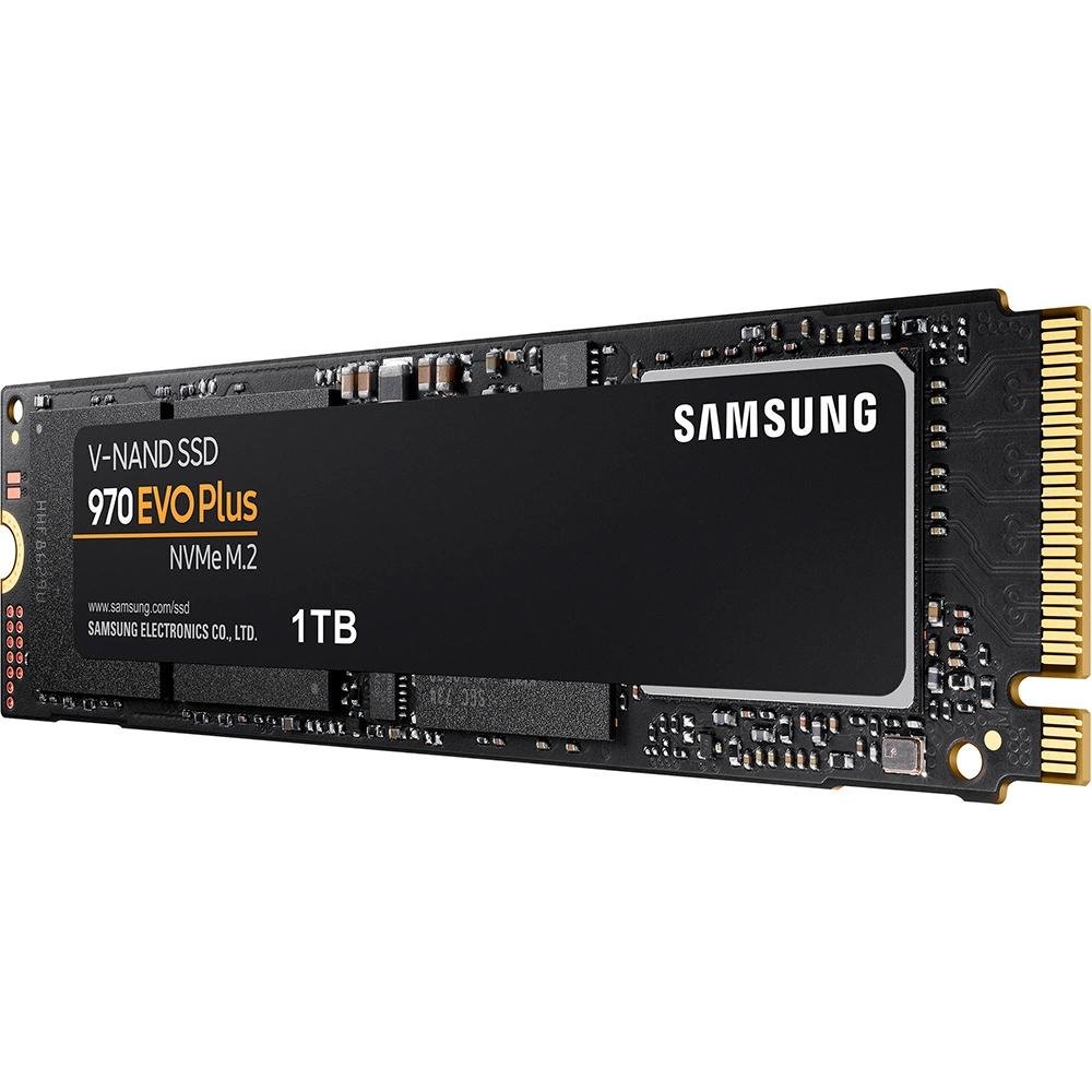 SSD Samsung 970 EVO Plus, 1TB, M.2 NVMe, Leitura: 3500MB/s e Gravação: 3300MB/s, Preto - MZ-V7S1T0B/AM SSD Samsung 970 EVO Plus, 1TB, M.2 NVMe, Leitura: 3500MB/s e Gravação: 3300MB/s, Preto - MZ-V7S1T0B/AM