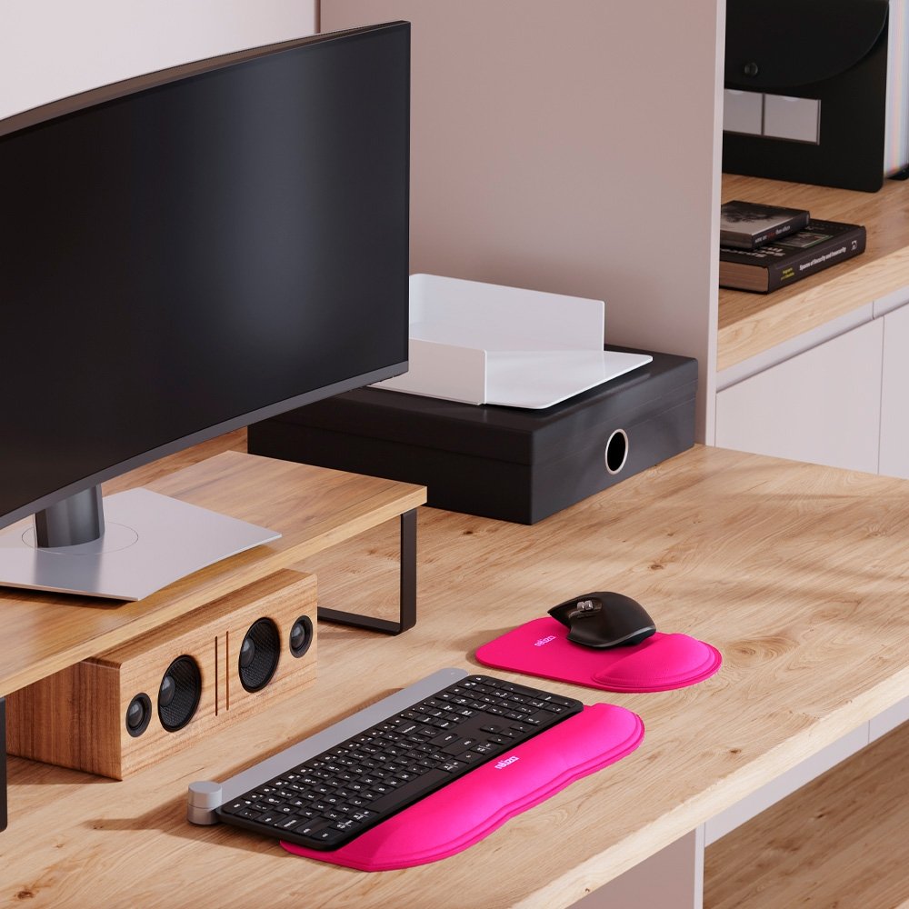 Mousepad Ergonômico Reliza Compact, Com Apoio de Pulso em Gel, Magenta - ( Balão.info - view 4