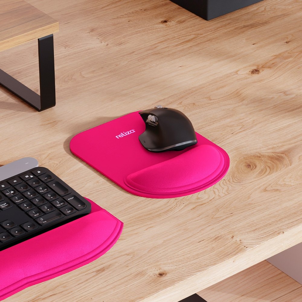 Mousepad Ergonômico Reliza Compact, Com Apoio de Pulso em Gel, Magenta - ( Balão.info - view 5
