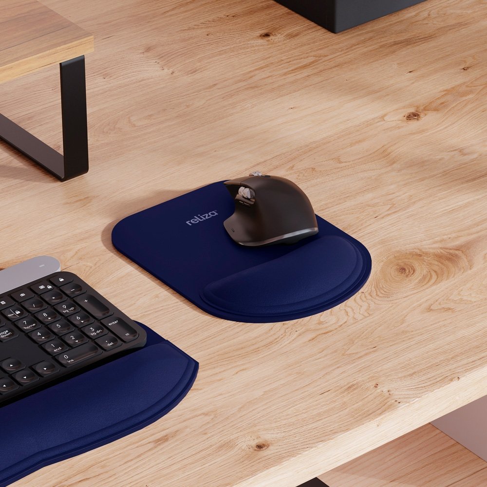 Mousepad Ergonômico Reliza Compact, Com Apoio de Pulso em Gel, Marinho - 010856