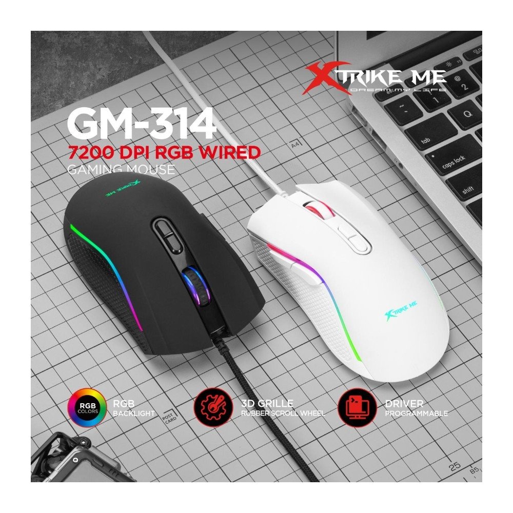 Imagem 7 de 7 do produto Mouse Gamer Xtrike-me GM-314, RGB, Óptico, 6 Botões, Preto - GM-314 BK