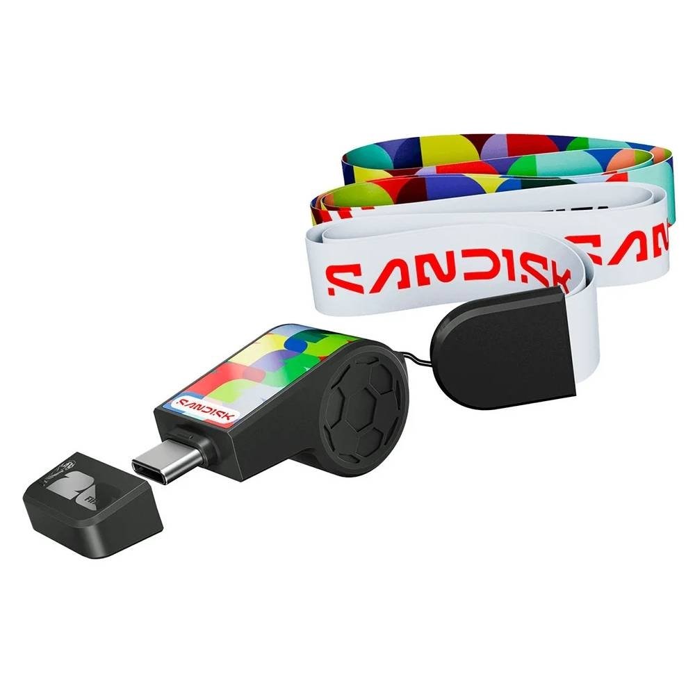 Pen Drive 128GB SanDisk FIFA World Cup 2026 Edition, USB-C 3.2, Leitura de 300MB/s, Preto - SDCZIA-128G-G46
