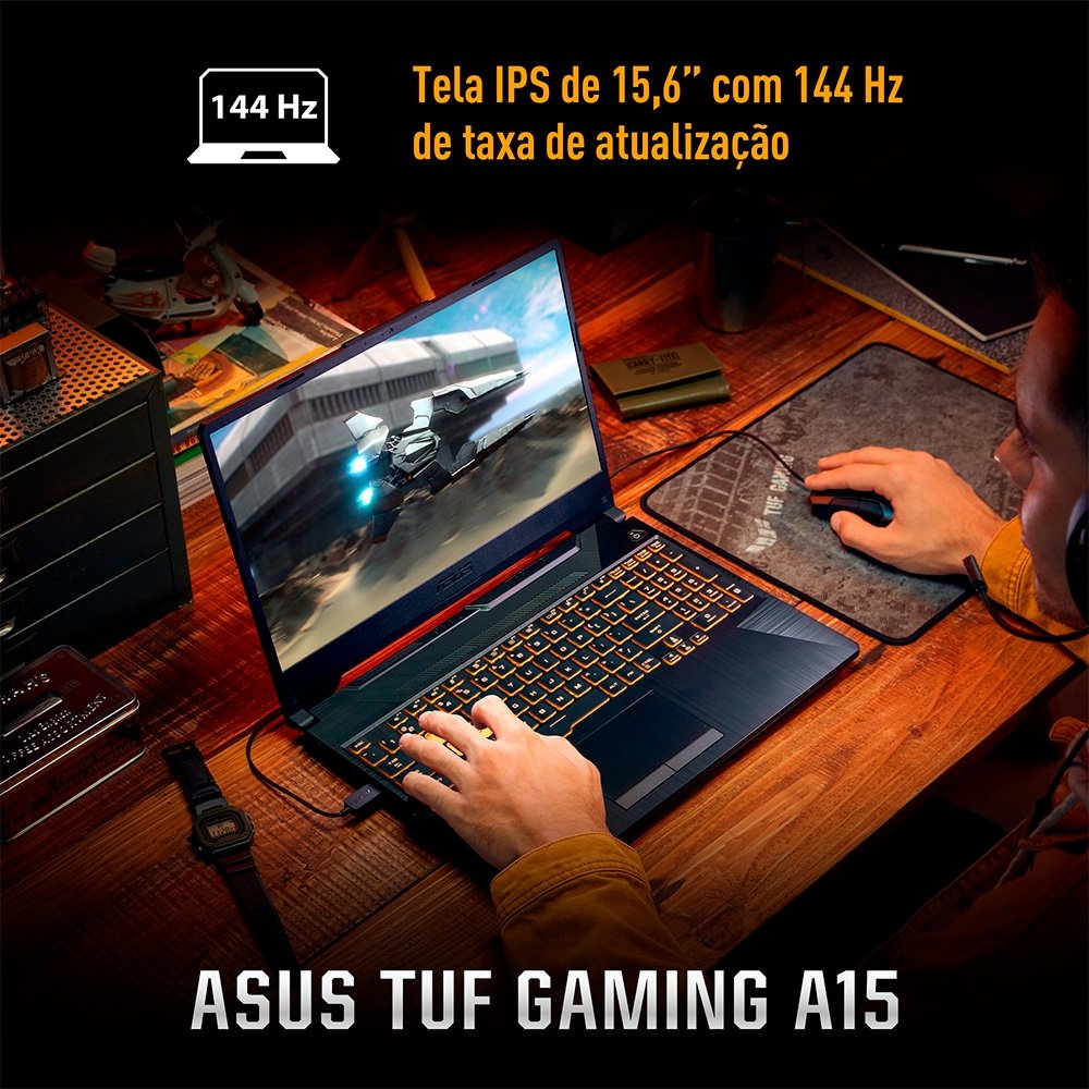 Notebook Gamer ASUS TUF Gaming A15 RTX3050, AMD RYZEN 7 16 GB, 512 GB SSD, KeepOS, Tela 15.6 FHD, Preto Grafite - FA506NCG-HN298 - view 6
