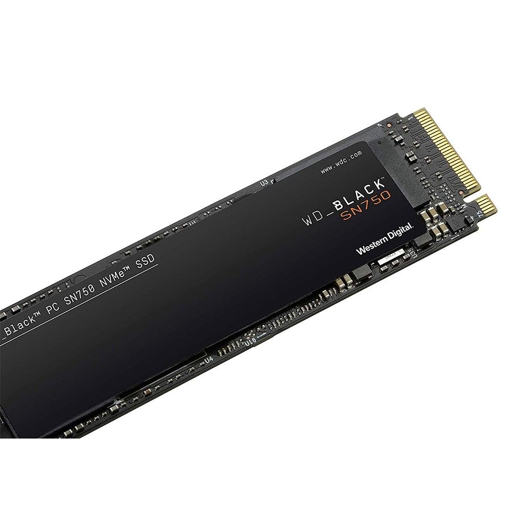 SSD WD Black SN750, 500GB, M.2, NVMe, Leitura: 3430MB/s e Gravação: 2600MB/s, Preto - WDS500G3X0C SSD WD Black SN750, 500GB, M.2, NVMe, Leitura: 3430MB/s e Gravação: 2600MB/s, Preto - WDS500G3X0C