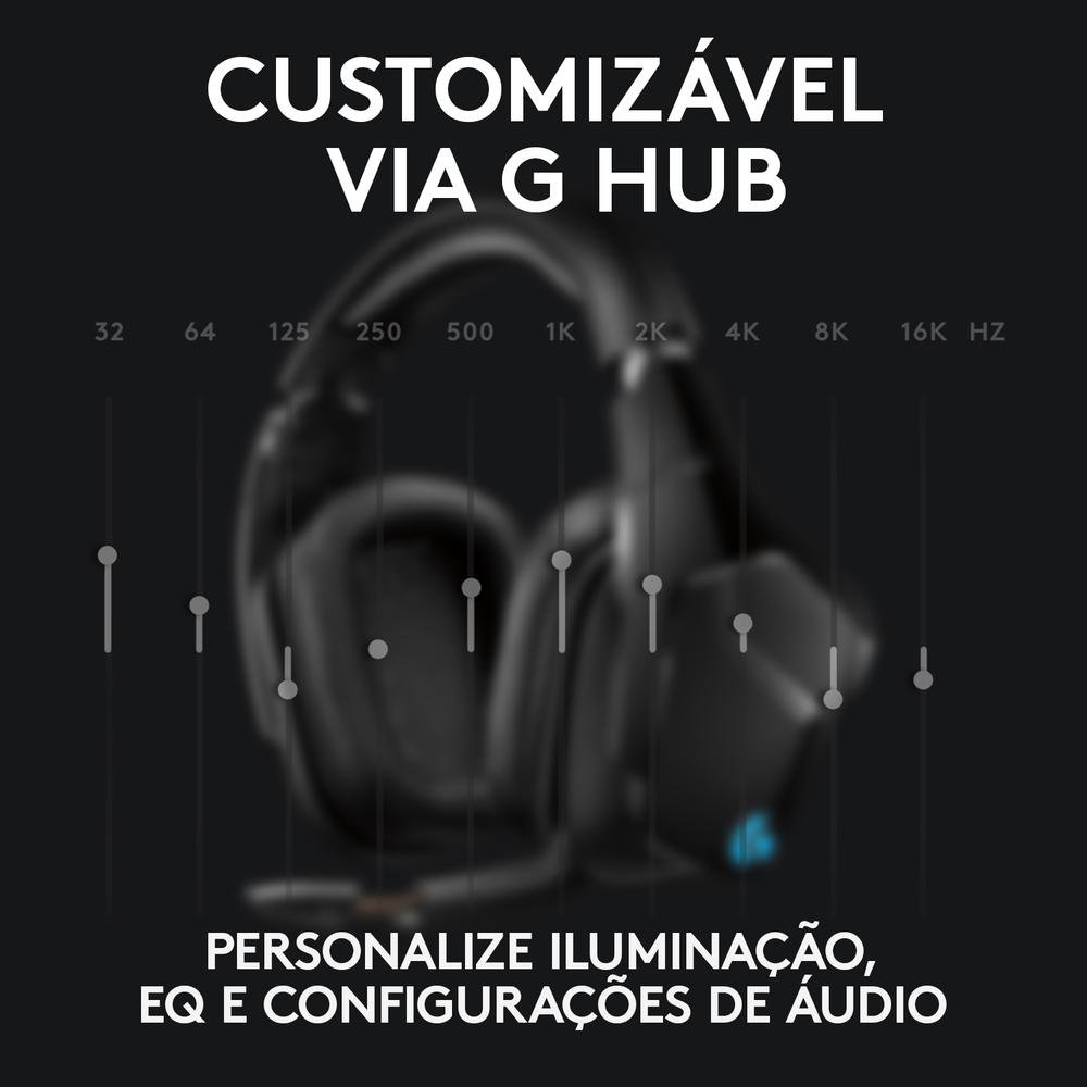 Imagem 8 de 11 do produto Headset Gamer Sem Fio Logitech G935 7.1 Dolby Surround RGB LIGHTSYNC para PC, PlayStation, Xbox e Switch - 981-000742
