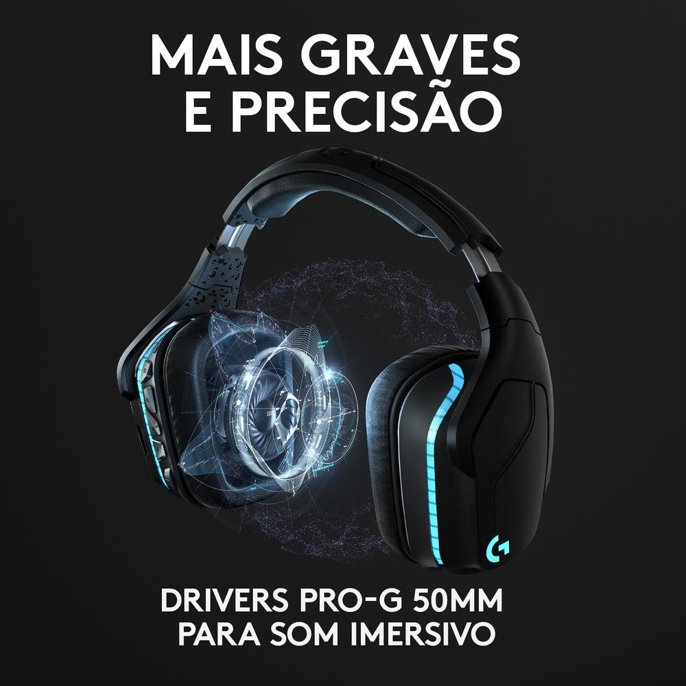 Headset Gamer Sem Fio Logitech G935 7.1 Dolby Surround RGB LIGHTSYNC para  PC, PlayStation, Xbox e Switch - 981-000742 | KaBuM!