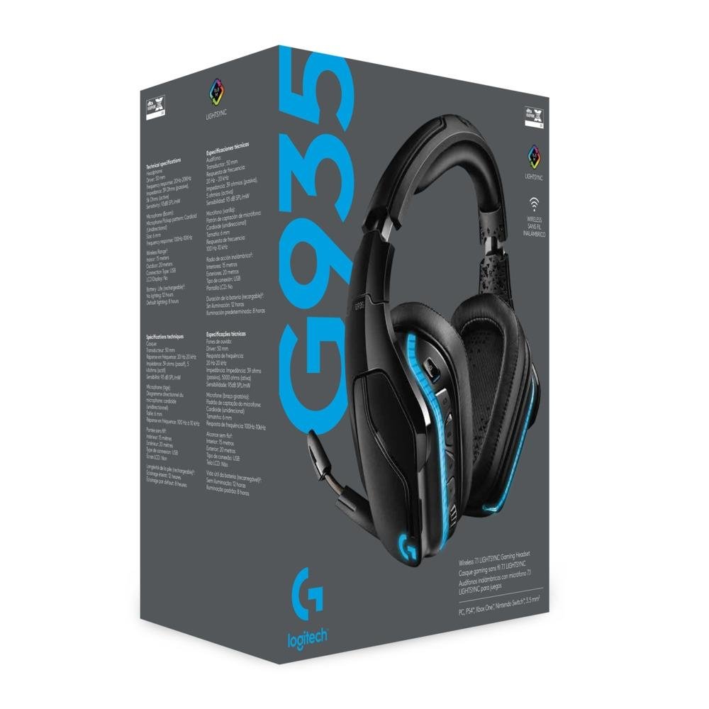 Imagem 11 de 11 do produto Headset Gamer Sem Fio Logitech G935 7.1 Dolby Surround RGB LIGHTSYNC para PC, PlayStation, Xbox e Switch - 981-000742