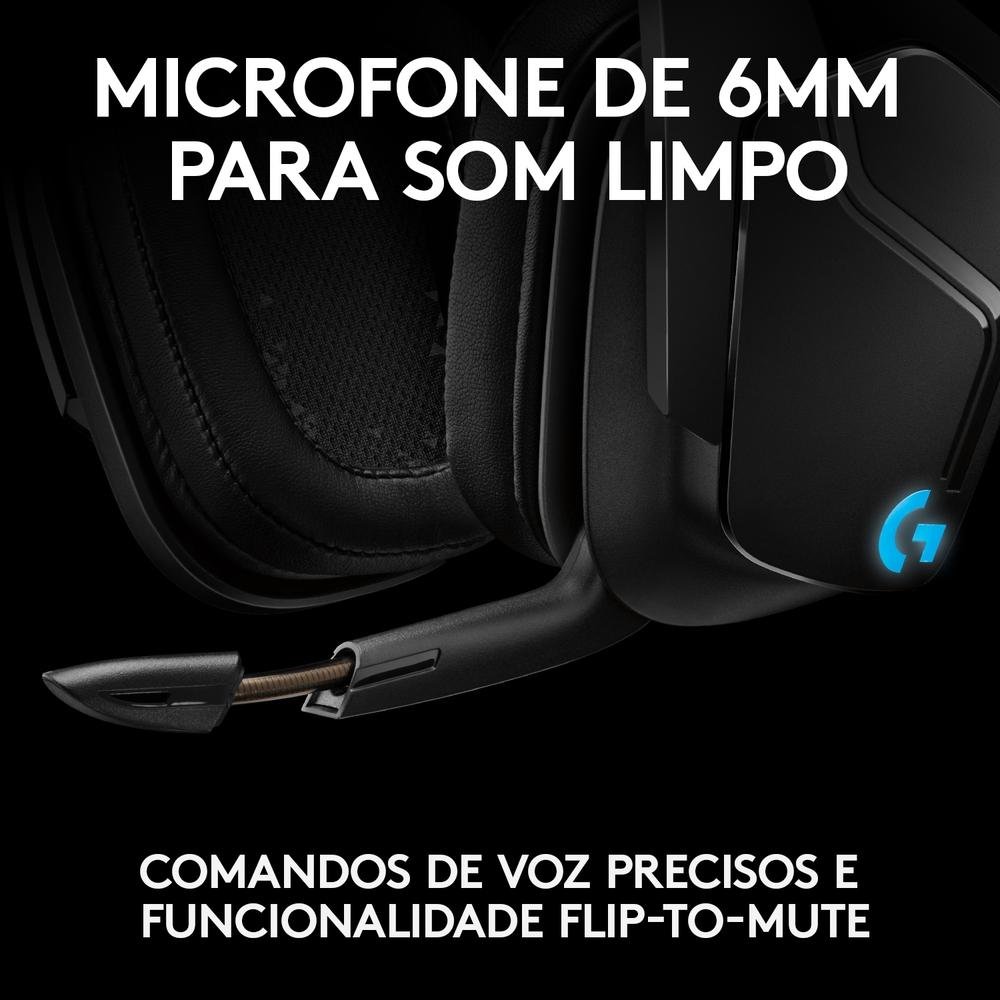 Imagem 5 de 11 do produto Headset Gamer Sem Fio Logitech G935 7.1 Dolby Surround RGB LIGHTSYNC para PC, PlayStation, Xbox e Switch - 981-000742