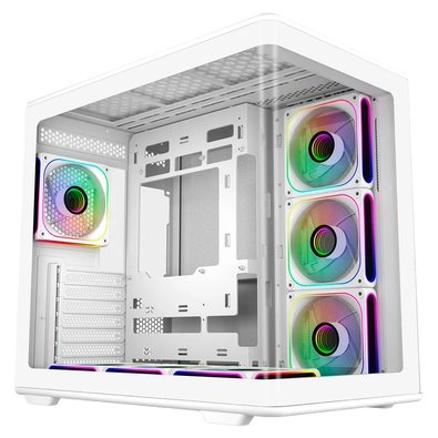 Gabinete Gamer Cooler Master Elite 600 White ARGB, Mid Tower, ATX, Lateral e Frontal em Vidro, 4x FAN ARGB, Branco - E600-WGNN-S01