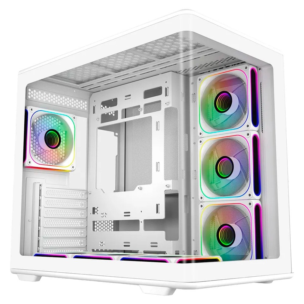 Gabinete Gamer Cooler Master Elite 600 White ARGB, Mid Tower, ATX, Lateral e Frontal em Vidro, 4x FAN ARGB, Branco - E600-WGNN-S01