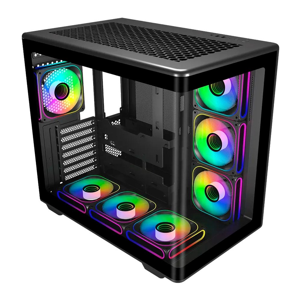 Imagem 2 de 3 do produto Gabinete Gamer Cooler Master Elite 600 Black ARGB, Mid Tower, ATX, Lateral e Frontal em Vidro, 7x FAN ARGB, Preto - E600-KGNN-S02