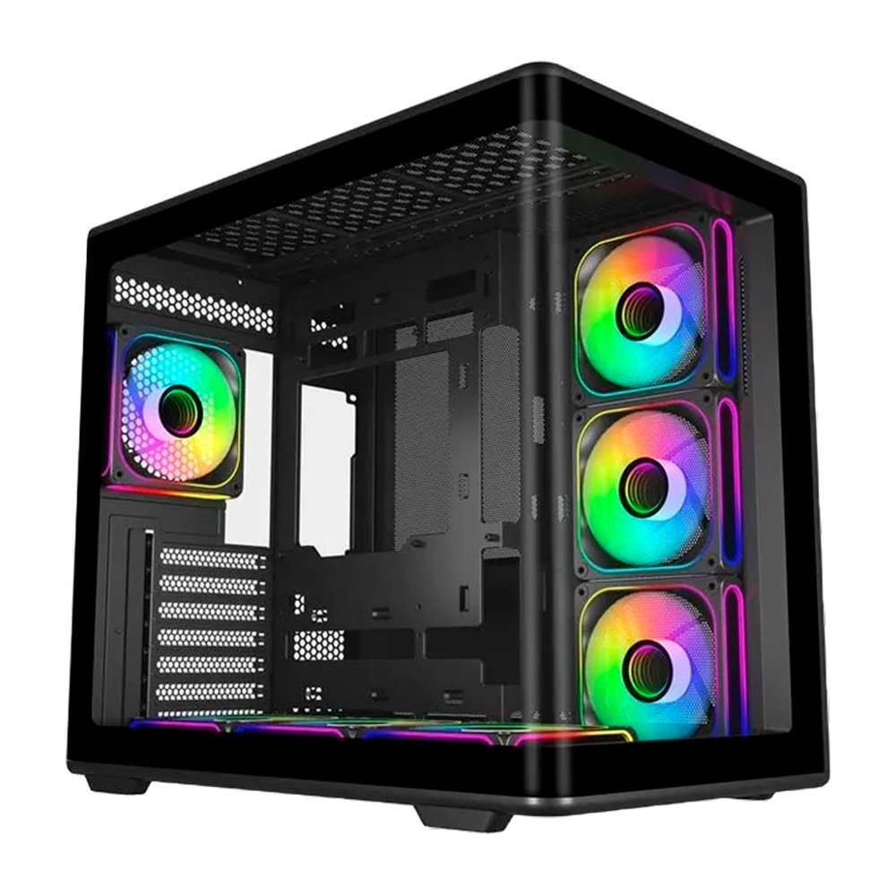 Gabinete Gamer Cooler Master Elite 600 Black ARGB, Mid Tower, ATX, Lateral e Frontal em Vidro, 7x FAN ARGB, Preto - E600-KGNN-S02