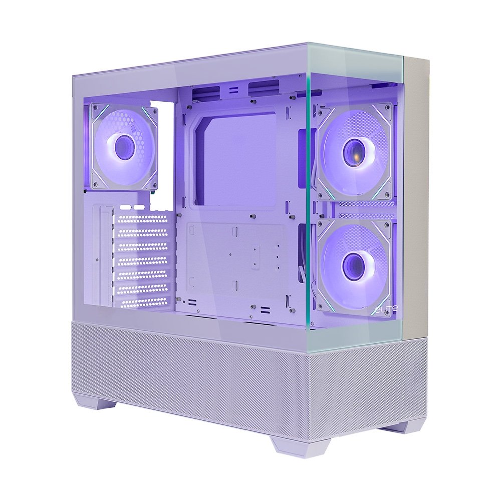 Gabinete Gamer Cooler Master Elite 690 Wood, Mid Tower, ATX, Lateral e Frontal em Vidro, 3x FAN ARGB, Branco e Madeira - E690-WHNN-S00