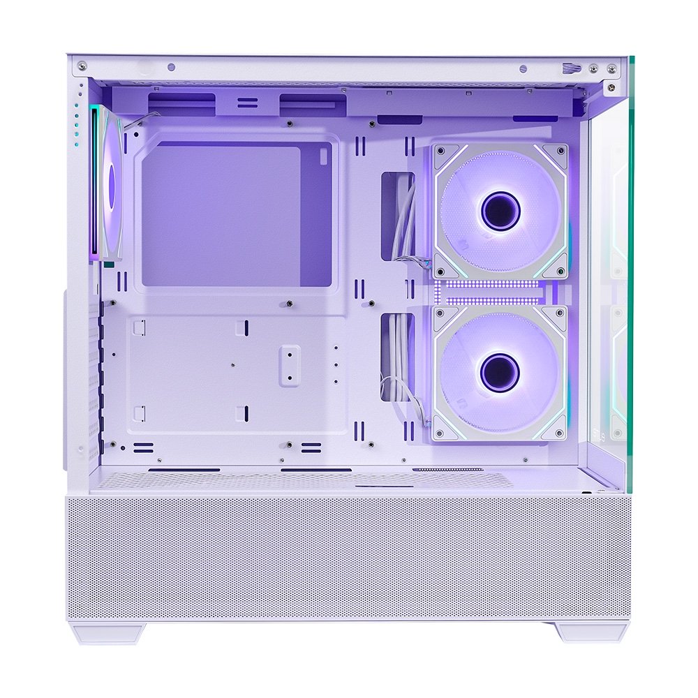 Imagem 2 de 6 do produto Gabinete Gamer Cooler Master Elite 690 Wood, Mid Tower, ATX, Lateral e Frontal em Vidro, 3x FAN ARGB, Branco e Madeira - E690-WHNN-S00