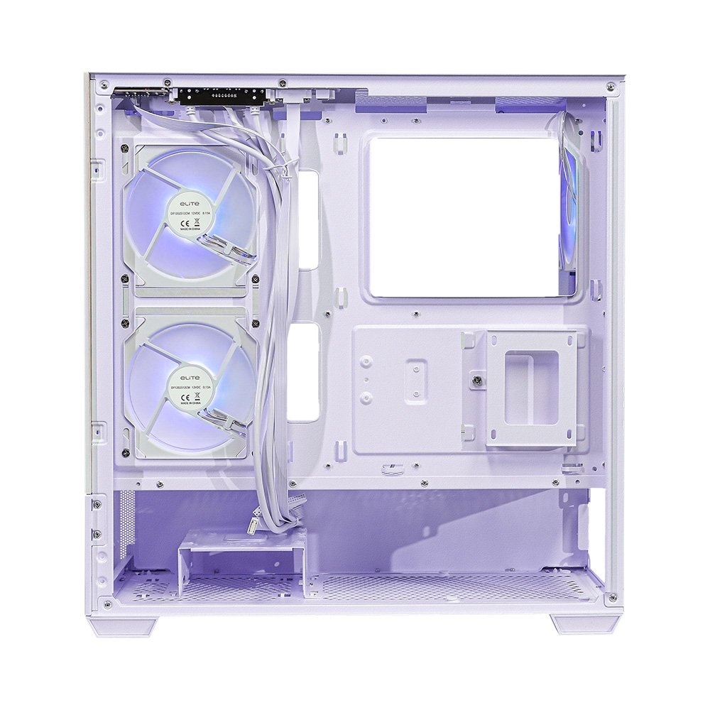 Imagem 6 de 6 do produto Gabinete Gamer Cooler Master Elite 690 Wood, Mid Tower, ATX, Lateral e Frontal em Vidro, 3x FAN ARGB, Branco e Madeira - E690-WHNN-S00