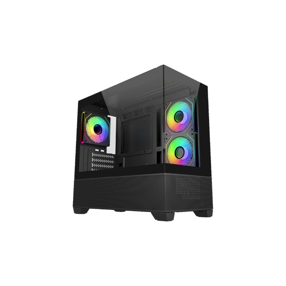 Gabinete Gamer Cooler Master Elite 490, Mini Tower, M-ATX, Lateral e Frontal em Vidro, 3x FAN ARGB, Preto - E490-KHNN-S00
