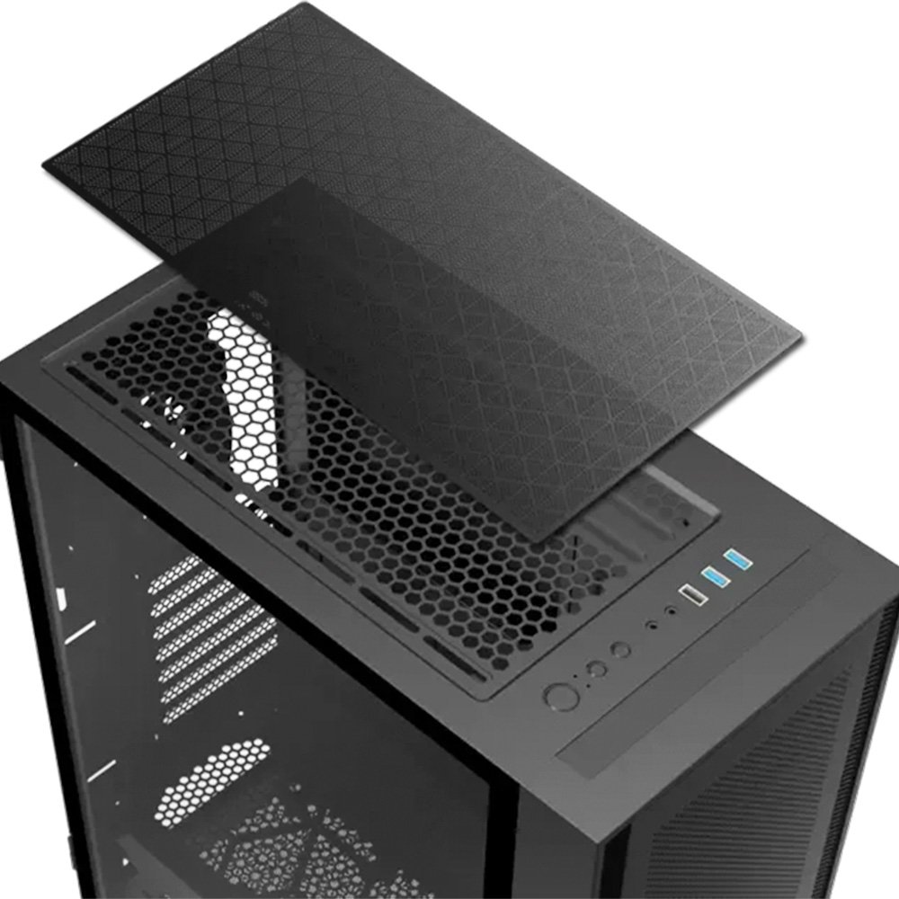 Gabinete Gamer Montech AIR 1000 Lite, Mid Tower, Lateral em Vidro Temperado, 3x FANs, Preto - AIR1000LITEB - view 10