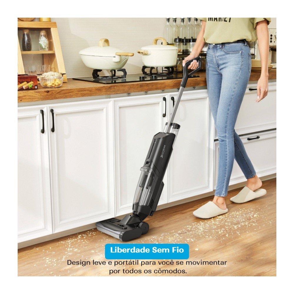 Aspirador de Pó Vertical Sem Fio Balão.info Smart Clean Pro - Sólidos e Líquidos, Passa Pano, Base Autolimpante, 5500PA, Bivolt, Preto - KSAV300PT - view 2
