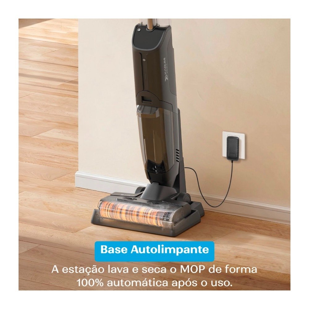 Aspirador de Pó Vertical Sem Fio Balão.info Smart Clean Pro - Sólidos e Líquidos, Passa Pano, Base Autolimpante, 5500PA, Bivolt, Preto - KSAV300PT - view 3