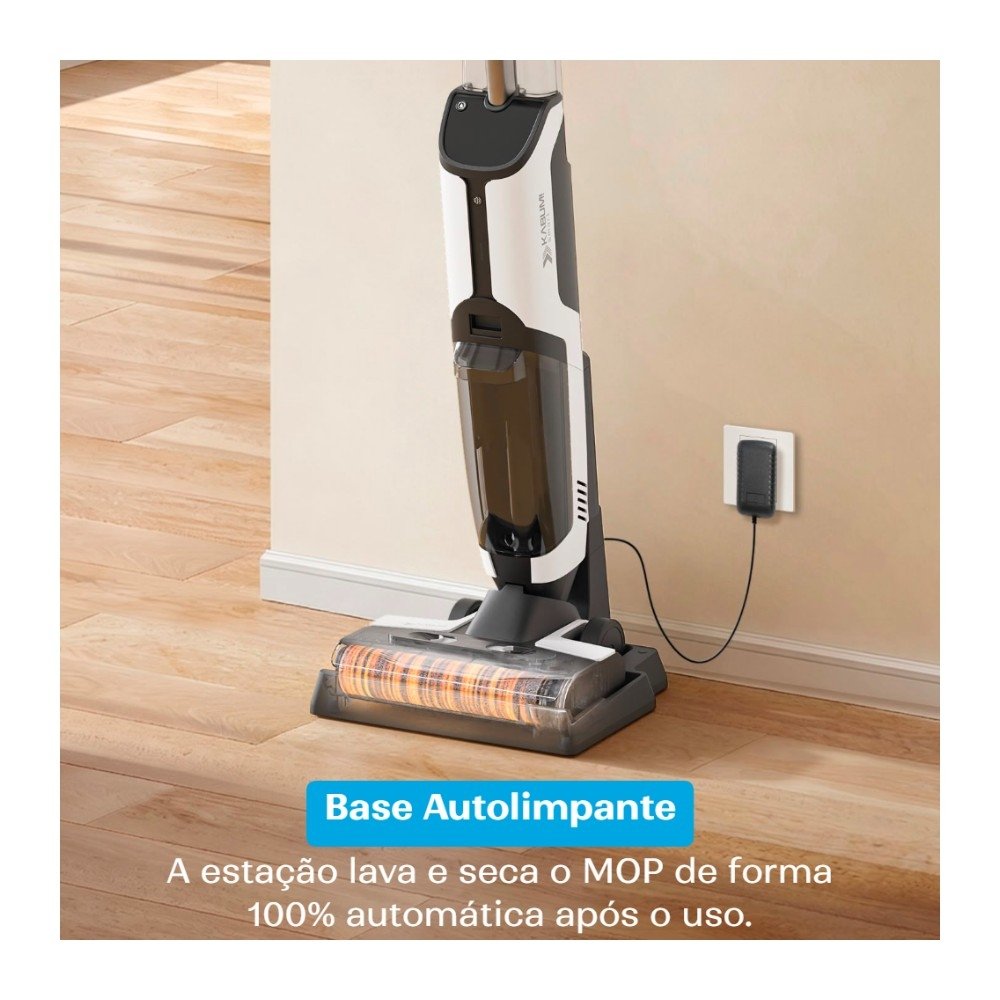 Aspirador de Pó Vertical Sem Fio KABUM! smart Clean Pro - Sólidos e Líquidos, Passa Pano, Base Autolimpante, 5500PA, Bivolt, Branco - KSAV300BR Aspirador de Pó Vertical Sem Fio KABUM! smart Clean Pro - Sólidos e Líquidos, Passa Pano, Base Autolimpante, 5500PA, Bivolt, Branco - KSAV300BR