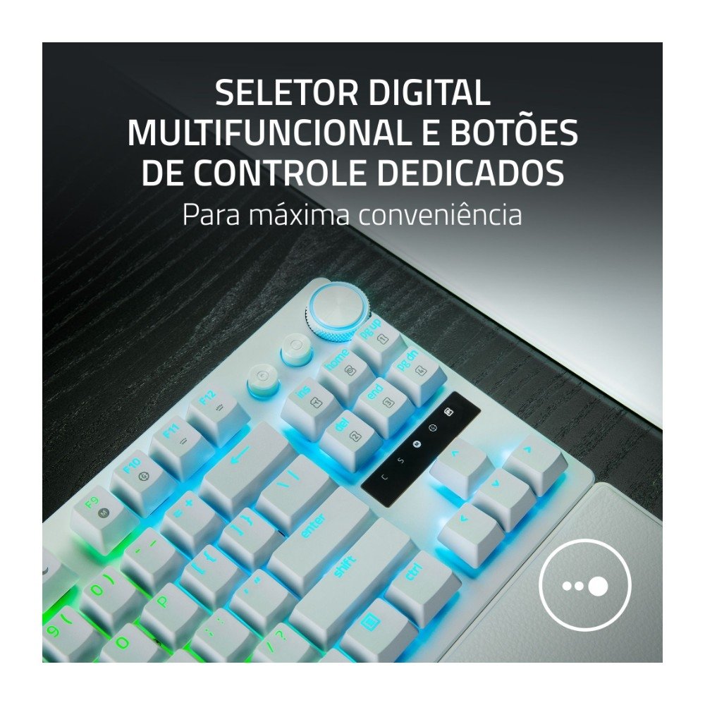 Imagem 4 de 5 do produto Teclado Gamer Razer Óptico Huntsman V3 Pro TKL, 8000Hz, Switche Óptico Analógico, Rapid, Trigger, Snap Tap, Branco - RZ03-05521100