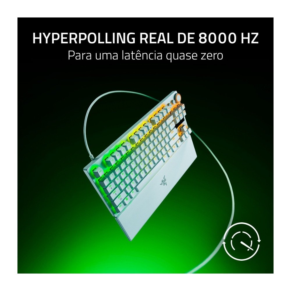 Imagem 2 de 5 do produto Teclado Gamer Razer Óptico Huntsman V3 Pro TKL, 8000Hz, Switche Óptico Analógico, Rapid, Trigger, Snap Tap, Branco - RZ03-05521100