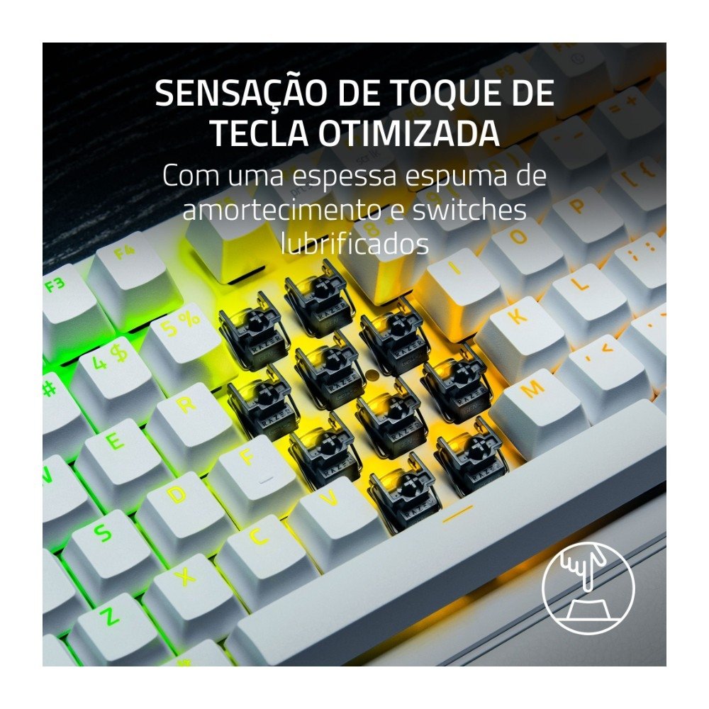 Imagem 3 de 5 do produto Teclado Gamer Razer Óptico Huntsman V3 Pro TKL, 8000Hz, Switche Óptico Analógico, Rapid, Trigger, Snap Tap, Branco - RZ03-05521100