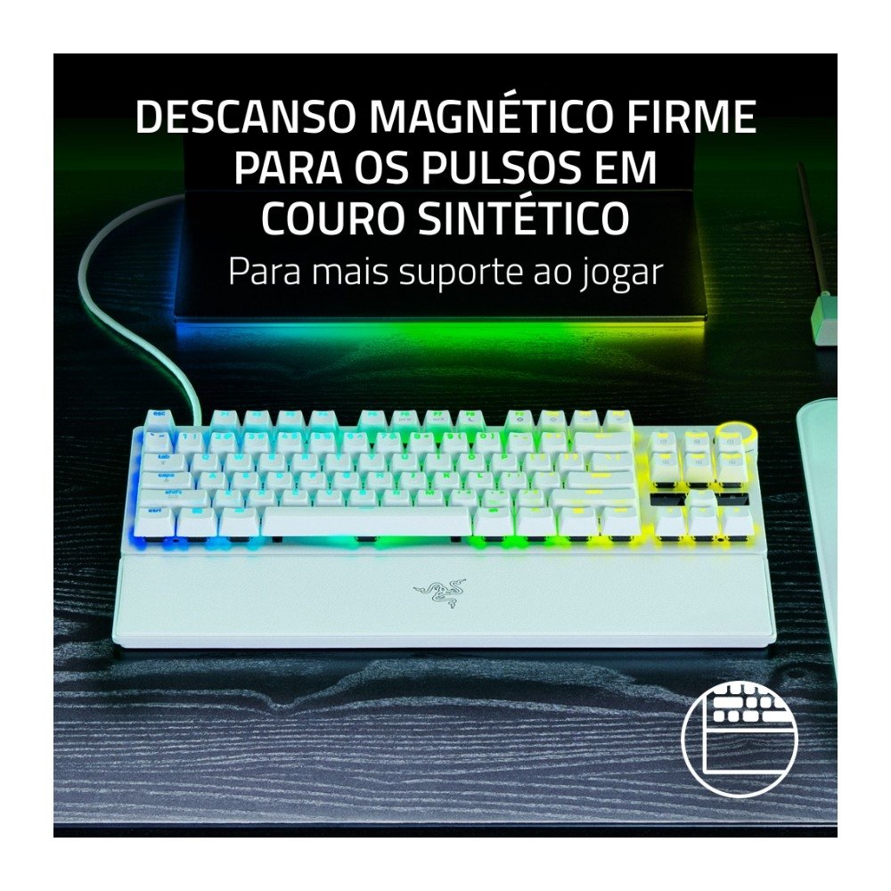 Imagem 5 de 5 do produto Teclado Gamer Razer Óptico Huntsman V3 Pro TKL, 8000Hz, Switche Óptico Analógico, Rapid, Trigger, Snap Tap, Branco - RZ03-05521100