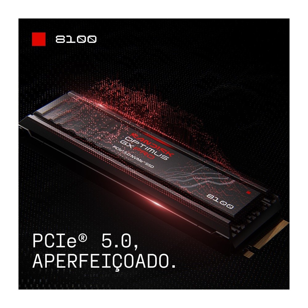 Imagem 7 de 11 do produto SSD SanDisk Optimus GX PRO 8100, 1TB, M.2 NVMe, Leitura 14.900 MB/s, Gravação 600 TBW, PCIe 5.0 - SDSP82100TAN-000E0
