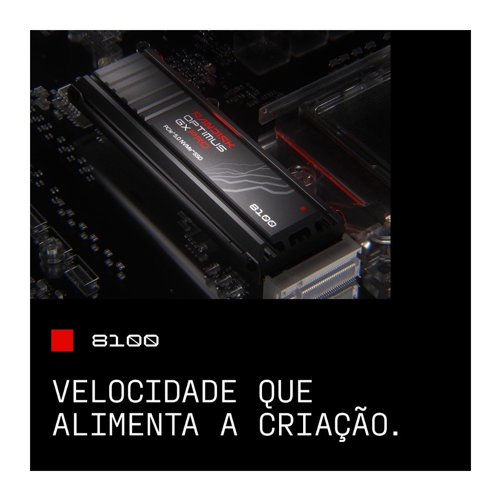 Imagem 8 de 11 do produto SSD SanDisk Optimus GX PRO 8100, 1TB, M.2 NVMe, Leitura 14.900 MB/s, Gravação 600 TBW, PCIe 5.0 - SDSP82100TAN-000E0