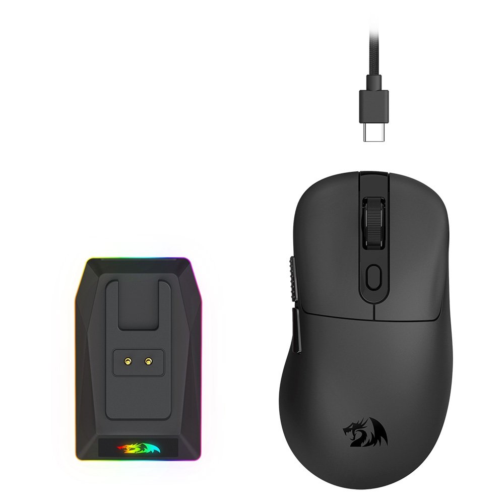 Mouse Gamer Sem Fio Redragon Ebony Standard, RGB, 24000 DPI, Com Carregador, Preto - M998-STD-1K