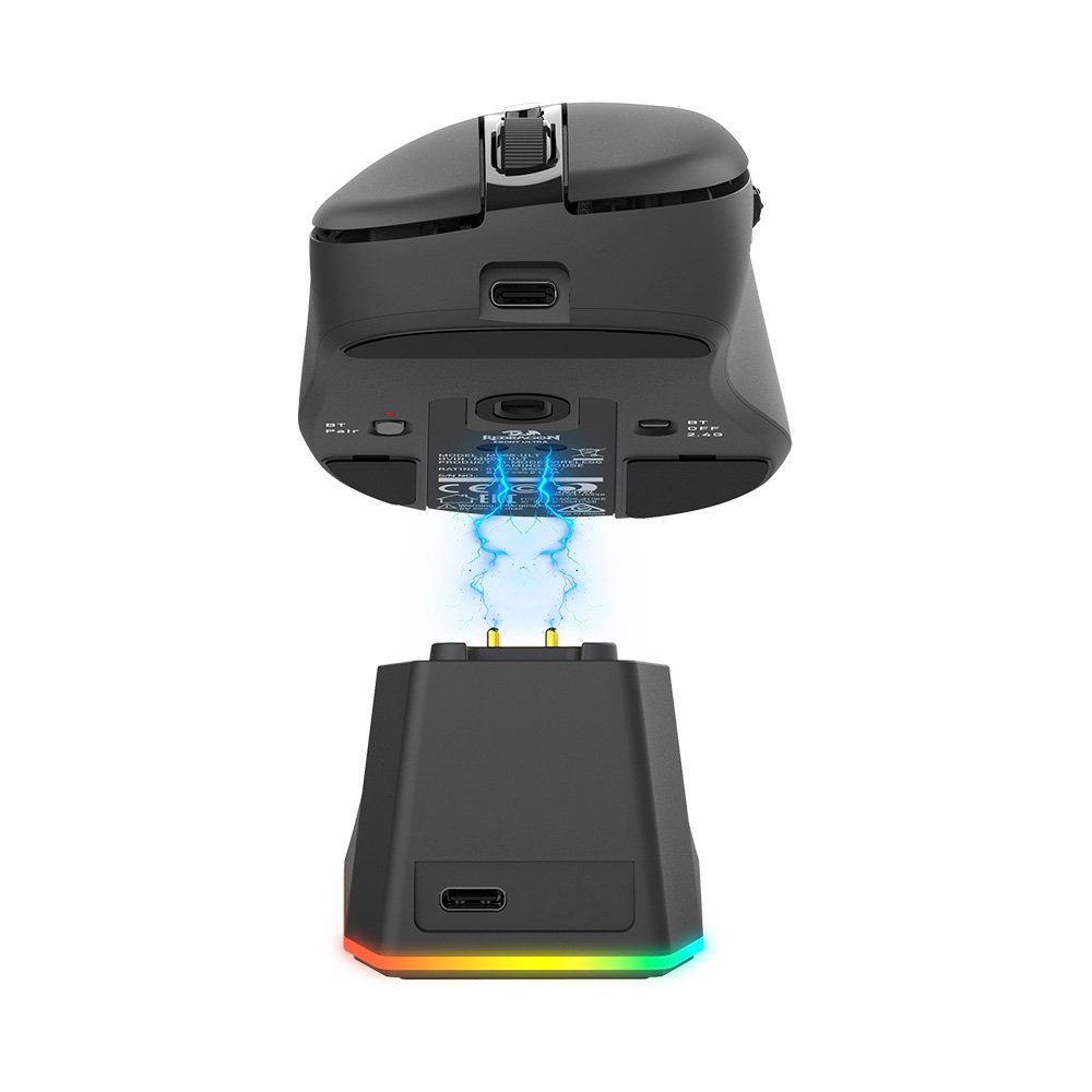 Mouse Gamer Sem Fio Redragon Ebony Standard, RGB, 24000 DPI, Com Carregador, Preto - M998-STD-1K