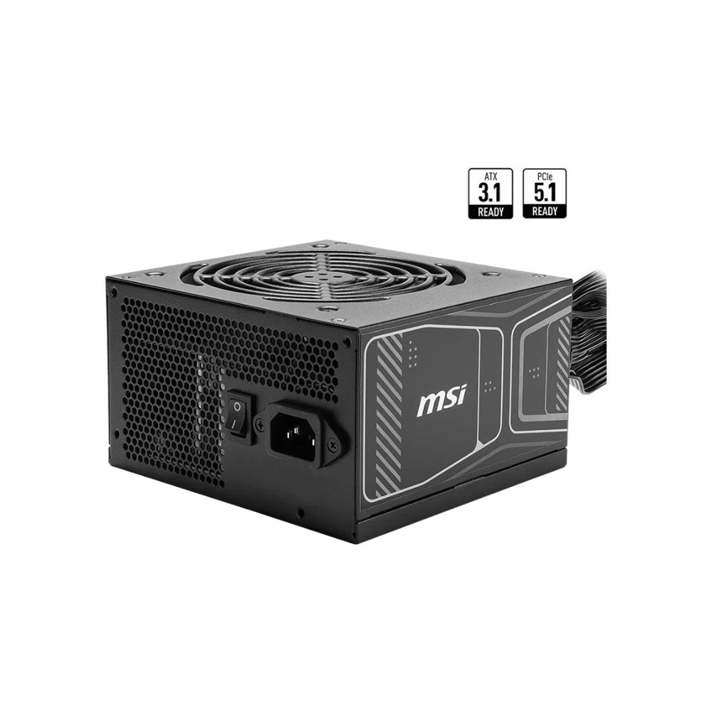 Imagem 2 de 4 do produto Fonte MSI MAG A850GN PCIE5, 850W, 80 Plus Gold, Non-Modular, PFC Ativo, Com Cabo, Preto - MAG850GNPCIE5