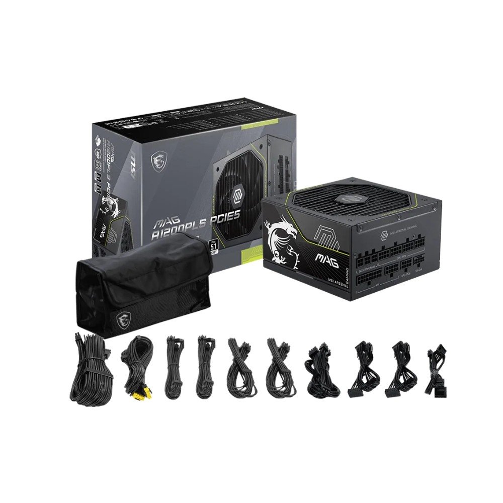Fonte MSI MAG A1200PLS PCIE5, 1200W, 80 Plus Platinum, Modular, Silent, PFC Ativo, Com Cabo, Preto - MAGA1200PLSPCIE5 - view 5
