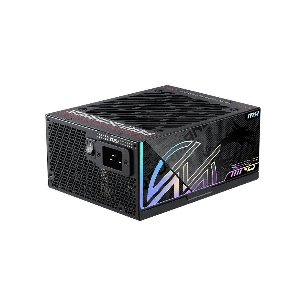 Fonte MSI MPG Ai1600TS PCIE5, 1600W, 80 Plus Titanium, Modular, Silent, PFC Ativo, Com Cabo, Preto - MPGAi1600TSPCIE5