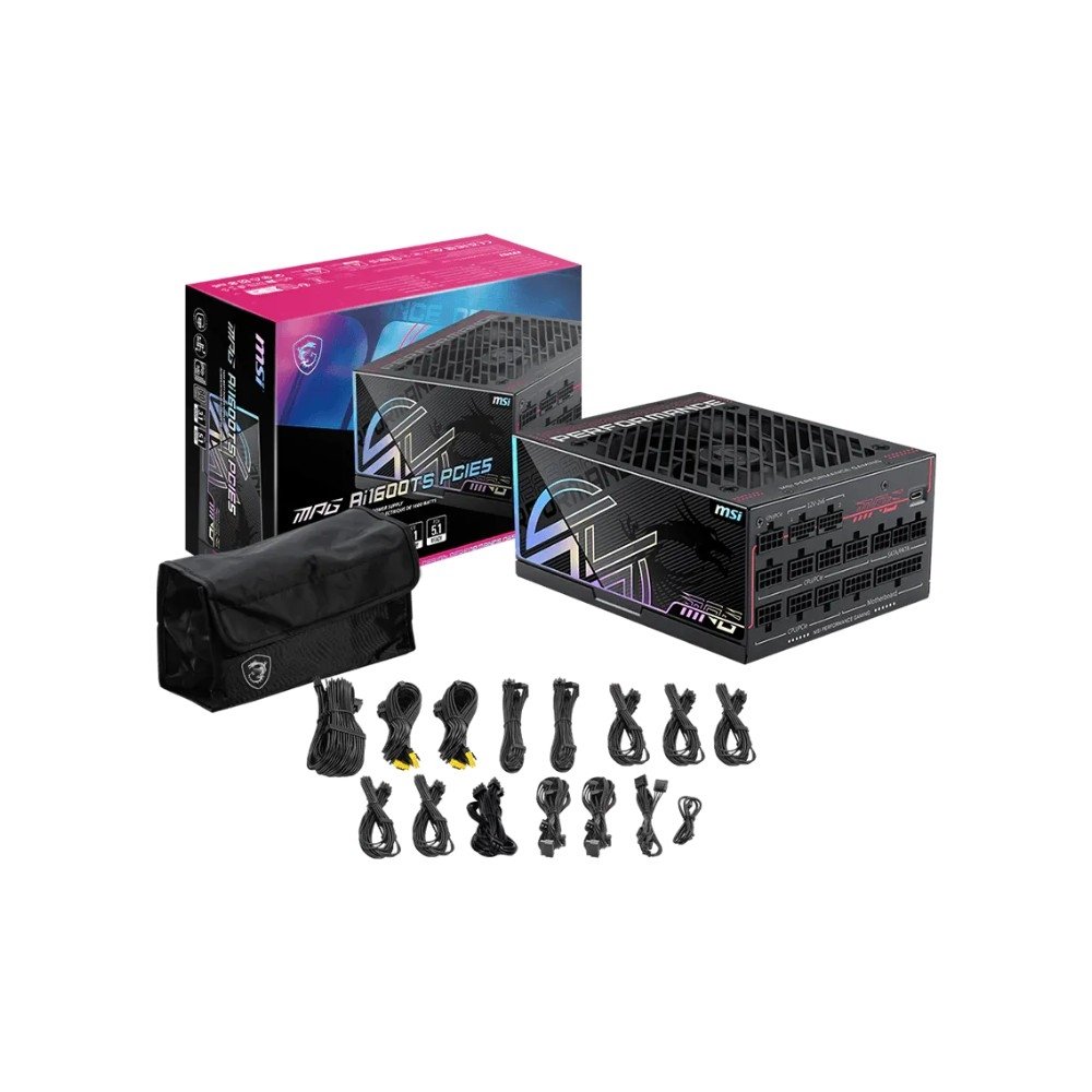 Fonte MSI MPG Ai1600TS PCIE5, 1600W, 80 Plus Titanium, Modular, Silent, PFC Ativo, Com Cabo, Preto - MPGAi1600TSPCIE5 - view 5