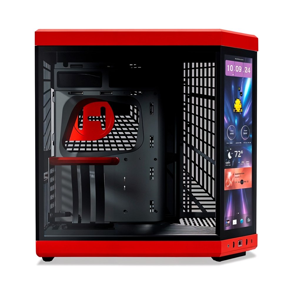 Imagem 2 de 6 do produto Gabinete Gamer HYTE Y70 Touch Infinite, Mid Tower, EATX, Tela LCD 14.5", Black Cherry - CS-HYTE-Y70TI-RB